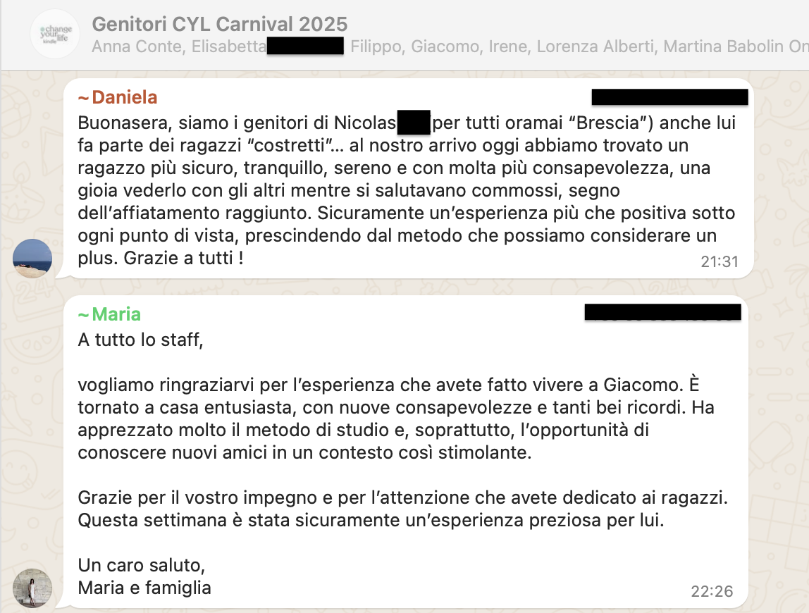 Testimonianza: ragazzo/a