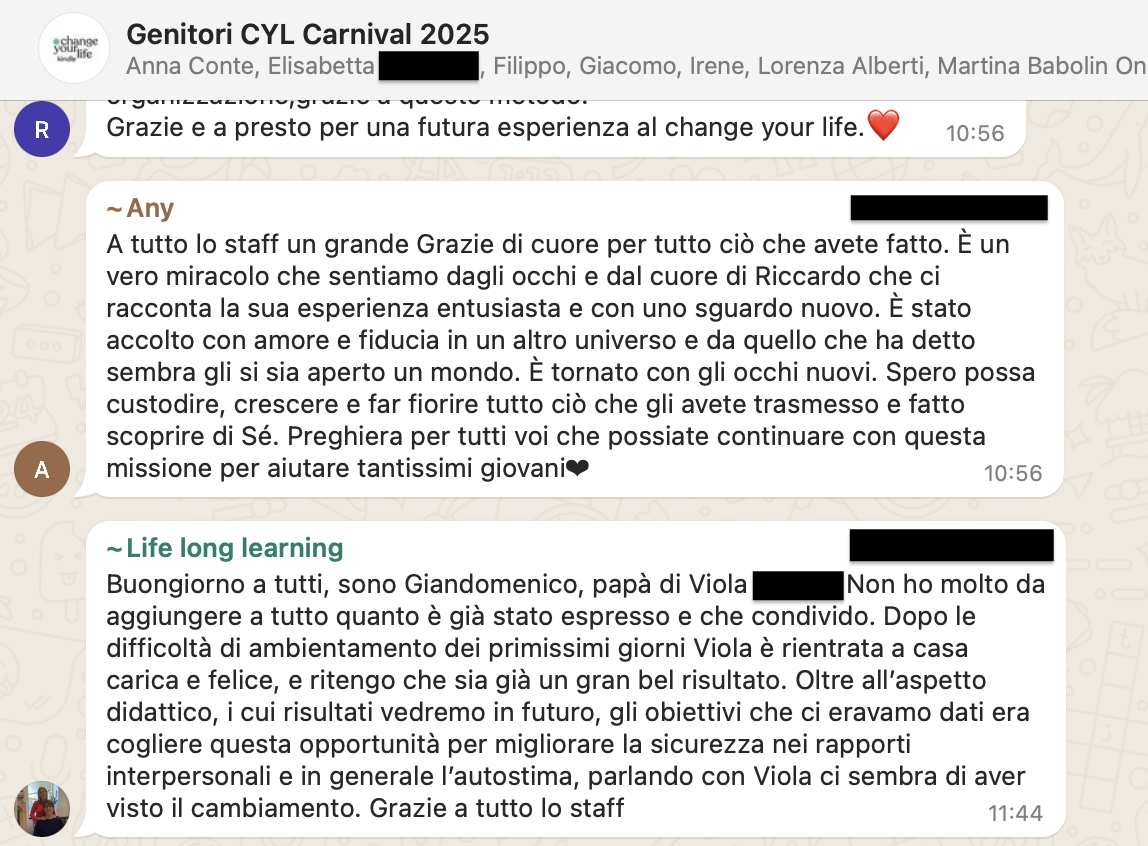 Testimonianza: ragazzo/a