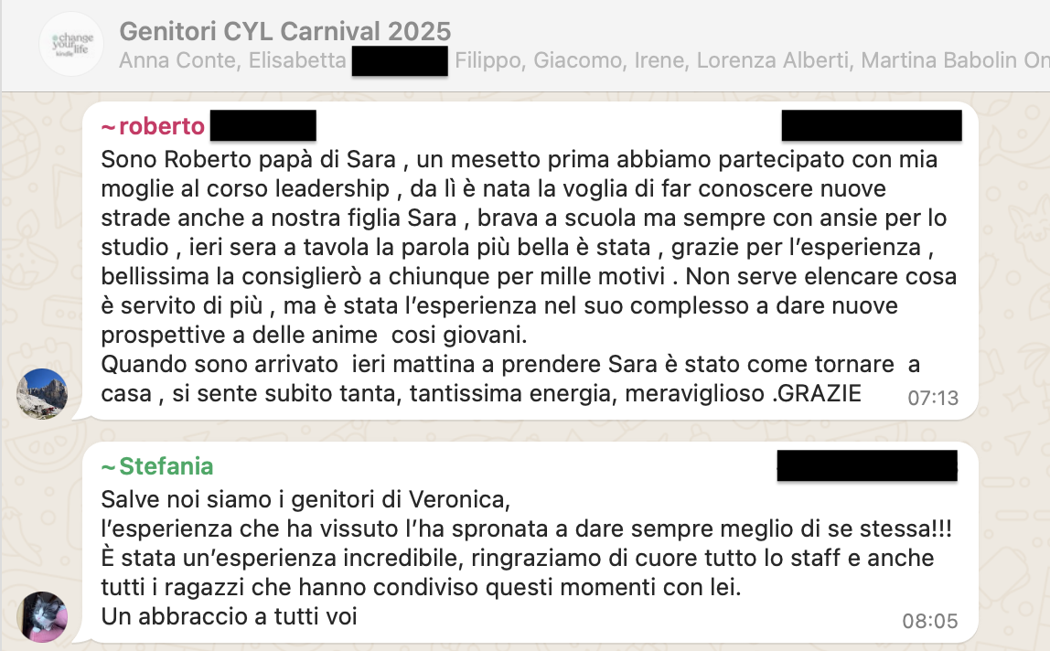 Testimonianza: ragazzo/a