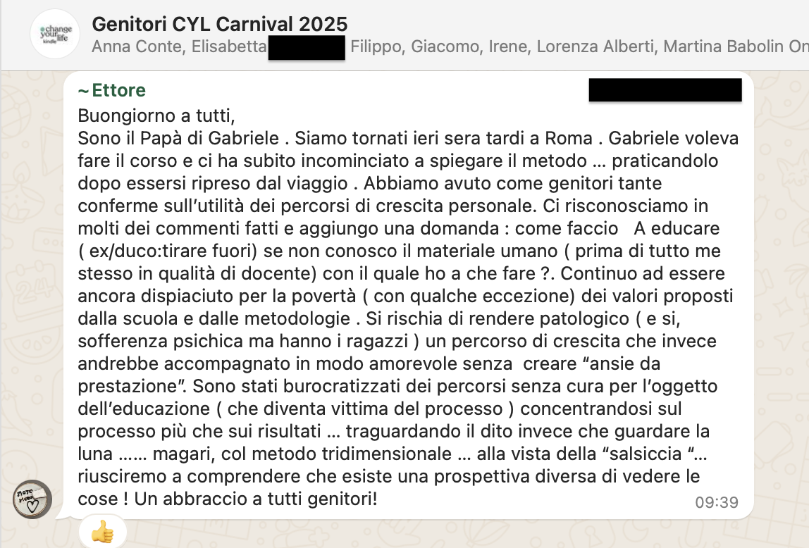 Testimonianza: ragazzo/a