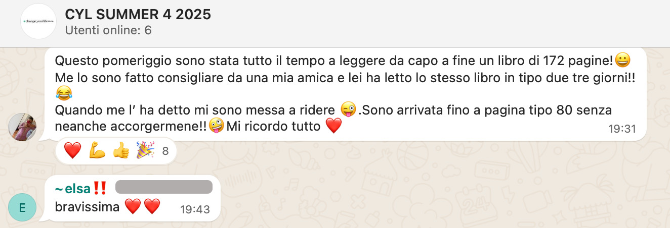 Testimonianza: ragazzo/a, Summer 6 · 2025