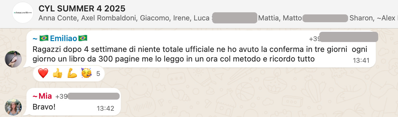 Testimonianza: ragazzo/a, Summer 4 · 2025