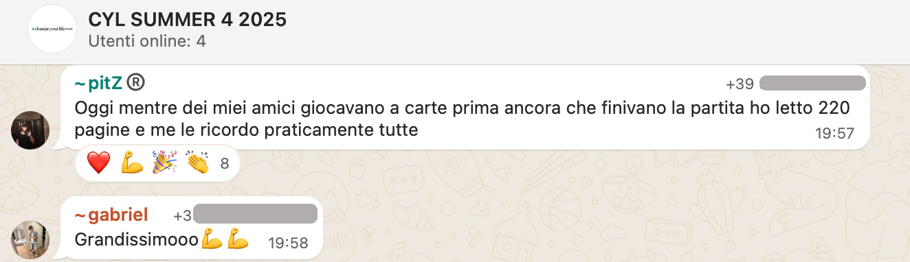 Testimonianza: ragazzo/a, Summer 4 · 2025