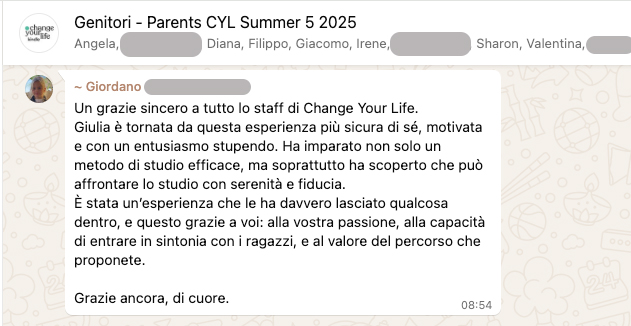 Testimonianza: genitore, Summer 5 · 2025