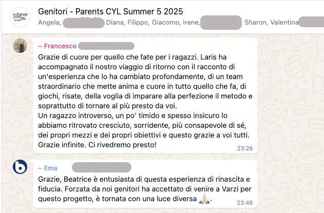 Testimonianza: genitore, Summer 5 · 2025