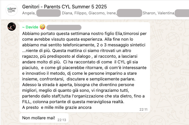 Testimonianza: genitore, Summer 5 · 2025
