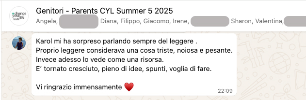 Testimonianza: genitore, Summer 5 · 2025