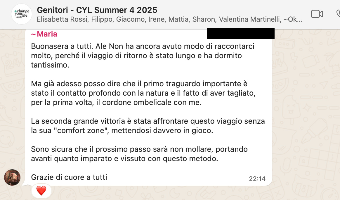 Testimonianza: genitore, Summer 4 · 2025