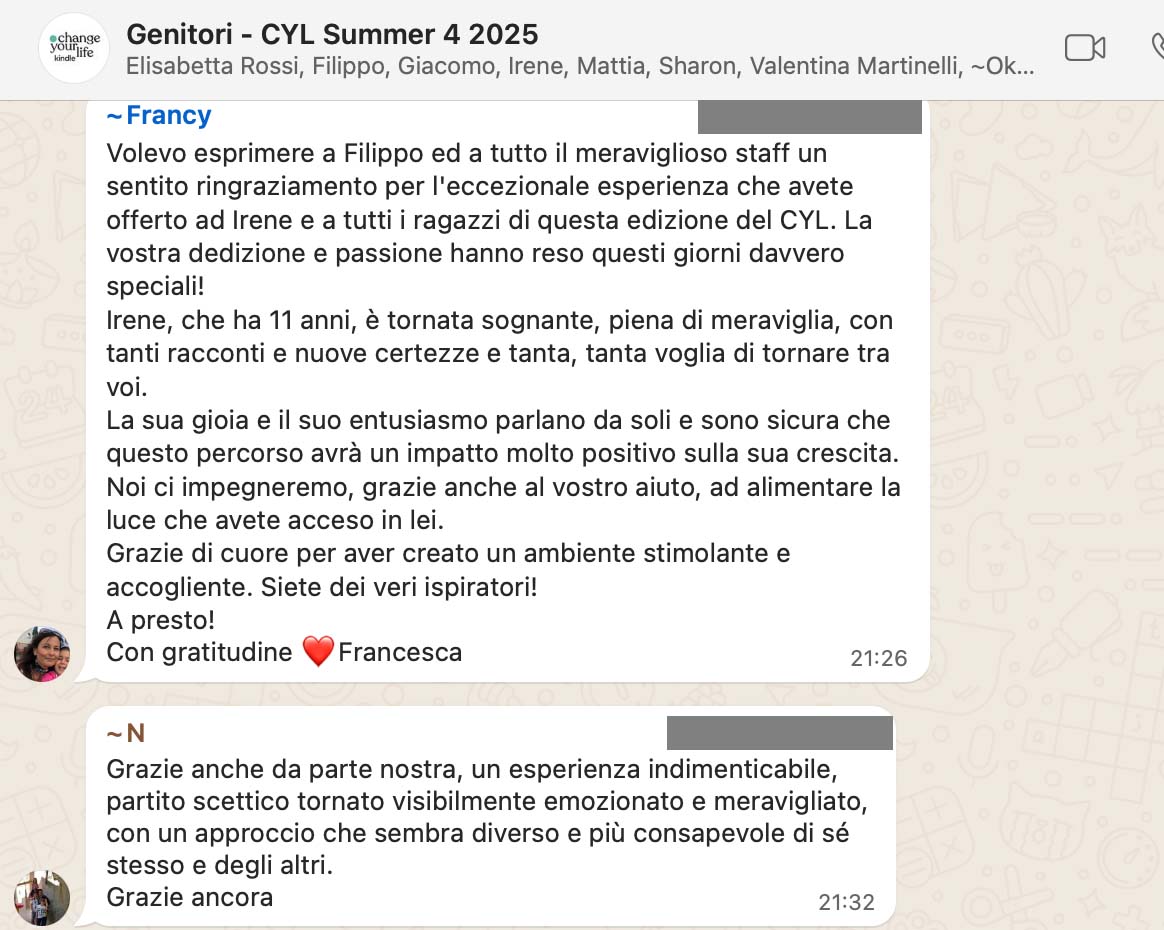 Testimonianza: genitore, Summer 4 · 2025