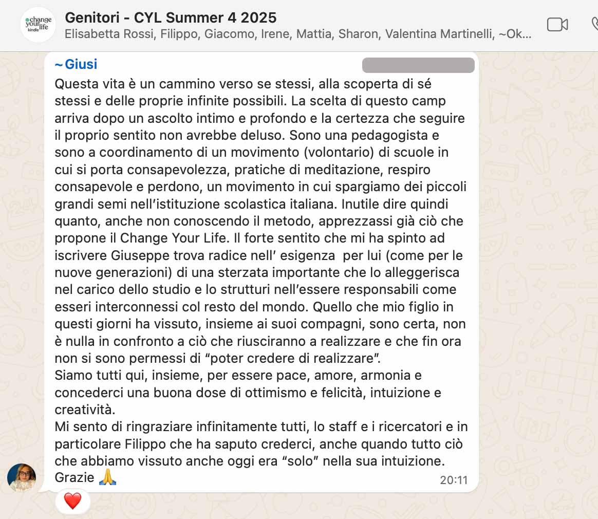 Testimonianza: genitore, Summer 4 · 2025