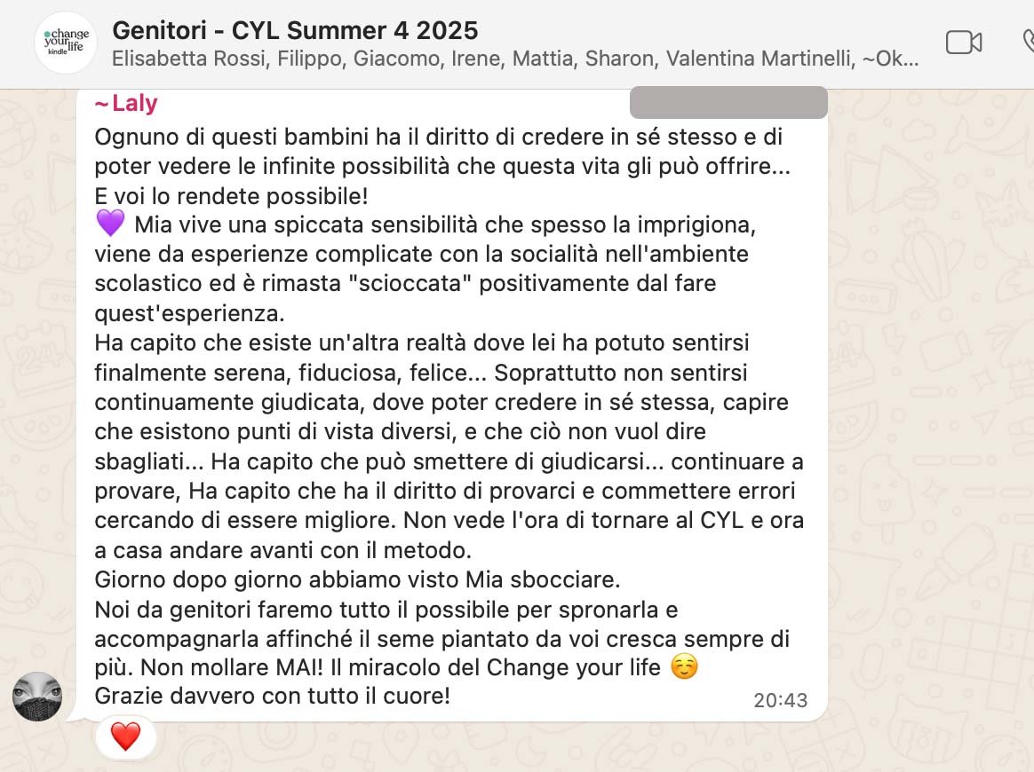 Testimonianza: genitore, Summer 4 · 2025
