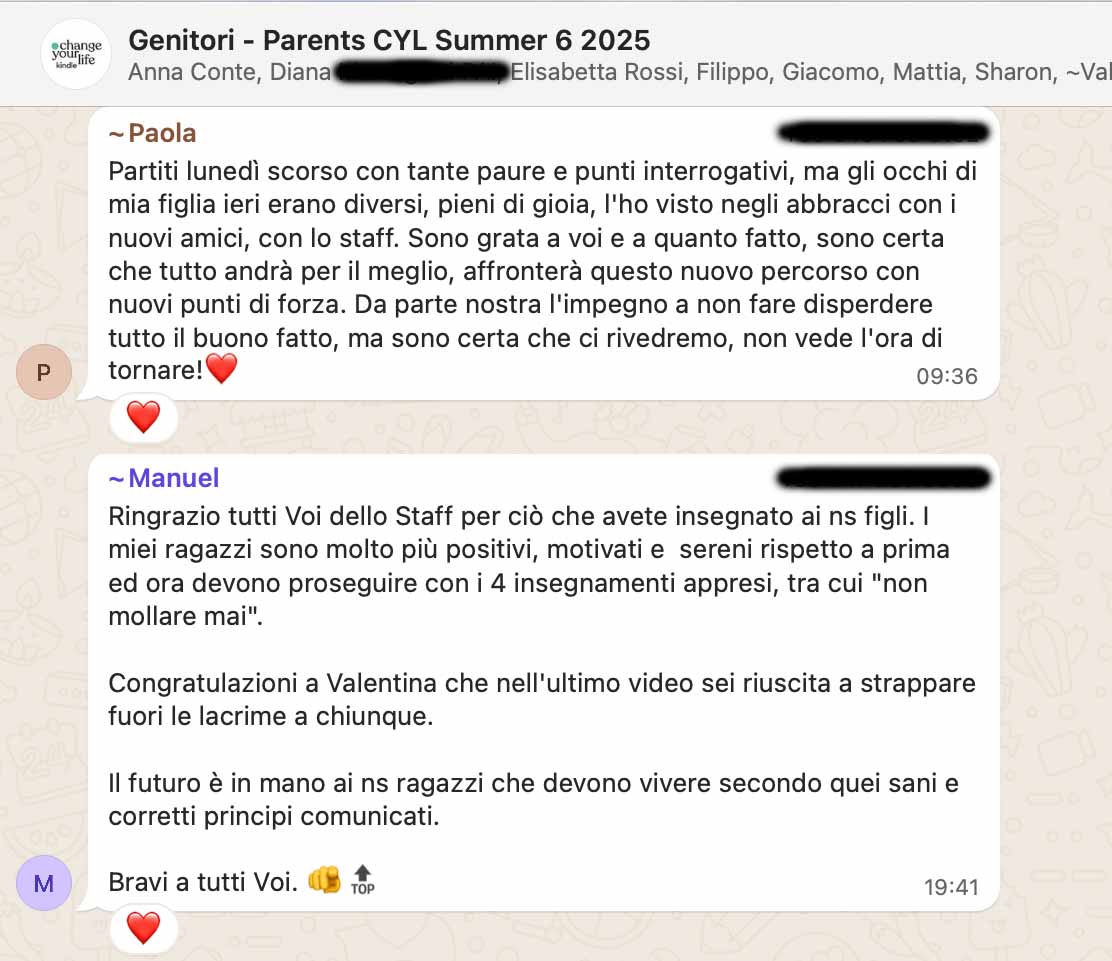 Testimonianza: genitore, Summer 6 · 2025