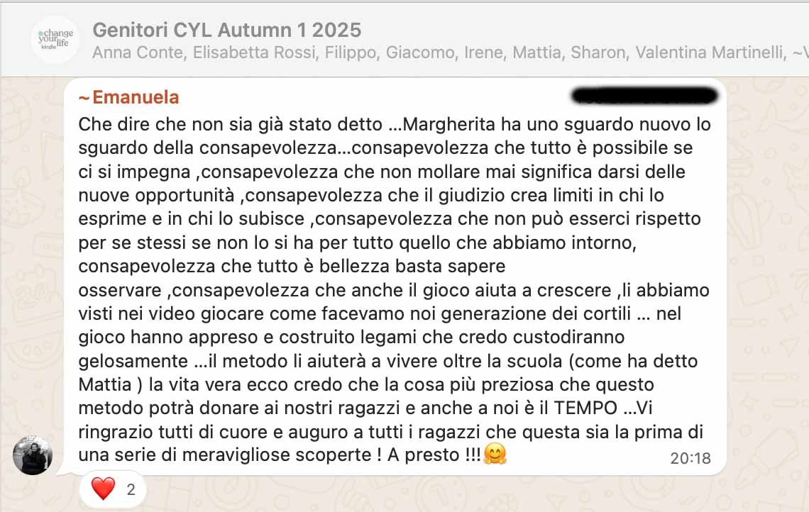 Testimonianza: ragazzo/a, Autumn 1 · 2025