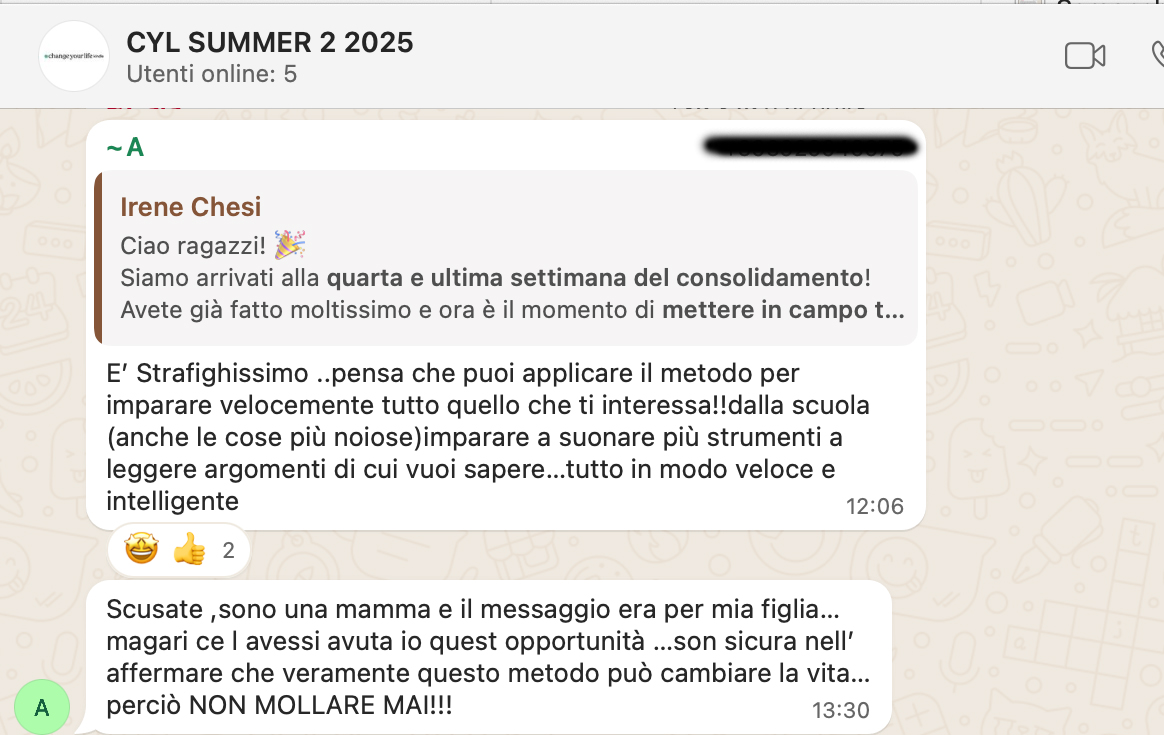 Testimonianza: ragazzo/a, Summer 2 · 2025