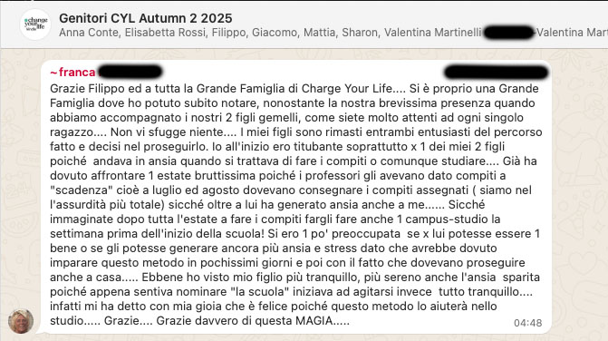 Testimonianza: genitore, Autumn 2 · 2025