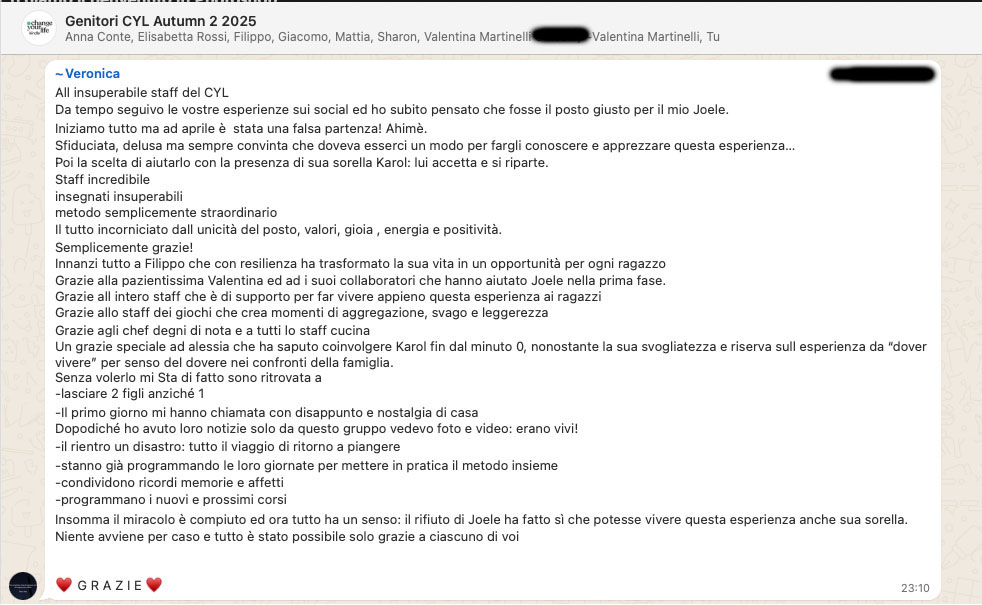 Testimonianza: genitore, Autumn 2 · 2025