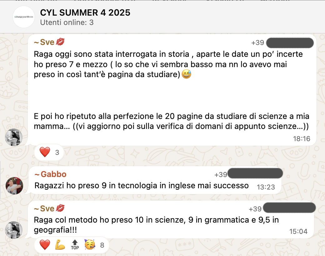 Testimonianza: ragazzo/a, Summer 4 · 2025