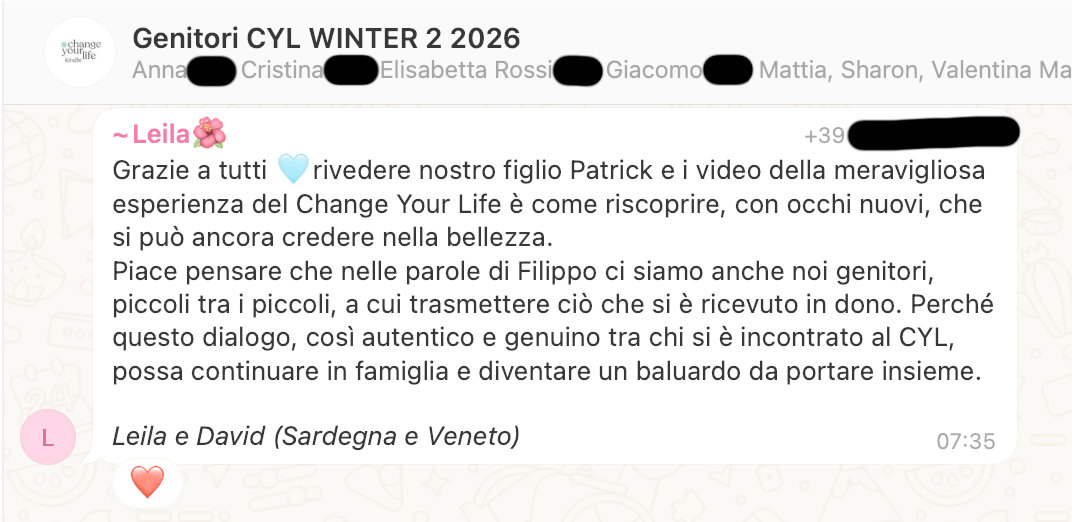 Testimonianza: genitore, Winter 2 · 2026