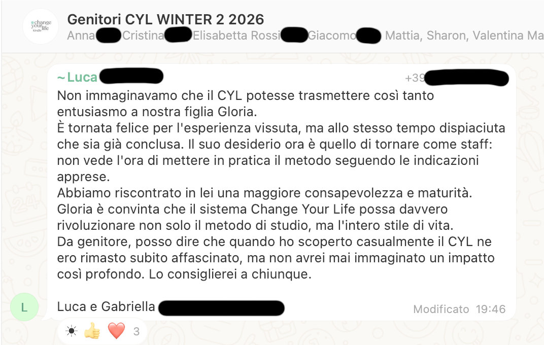 Testimonianza: genitore, Winter 2 · 2026