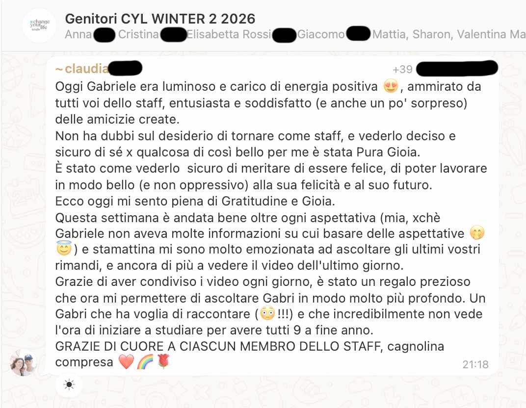 Testimonianza: genitore, Winter 2 · 2026