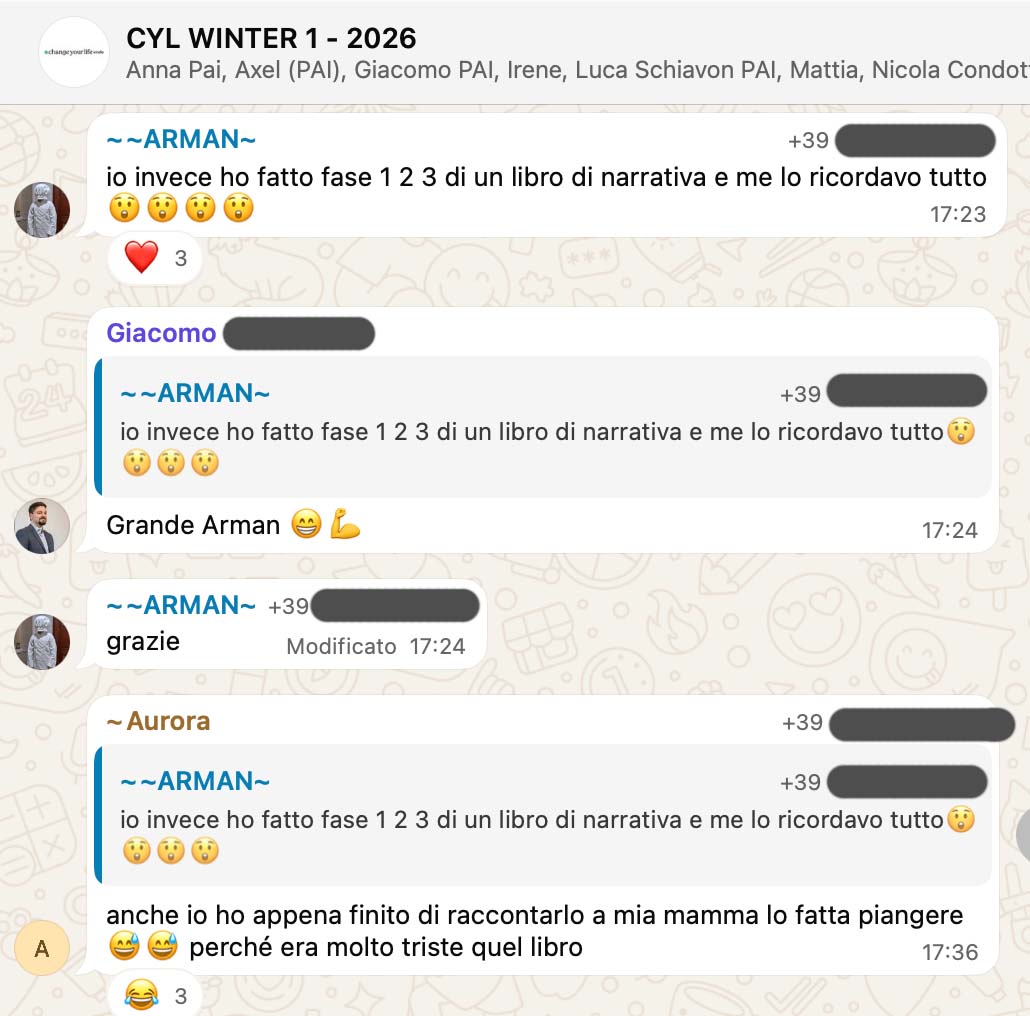 Testimonianza: ragazzo/a, Winter 1 · 2026