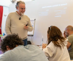 A participant presenting a vision slide